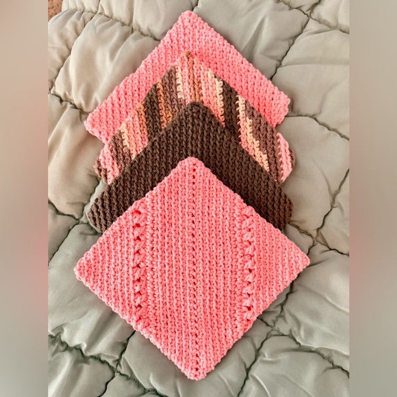 Handmade Other - 🆕 Handmade Crocheted Pot Holder Set - Brown and Peach